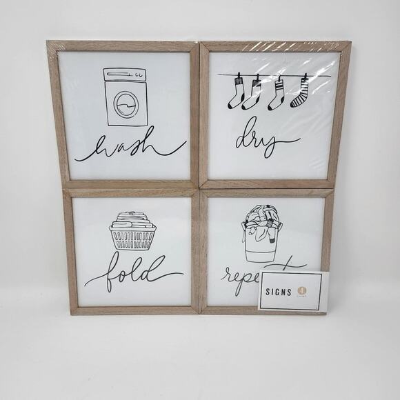 Wash Fold Dry Repeat Laundry Room Signs - Picture 1 of 1